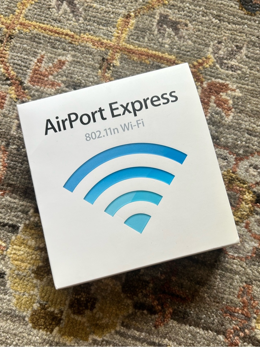 Apple AirPort Express Wi‑Fi Router Box in White with Blue Accent
